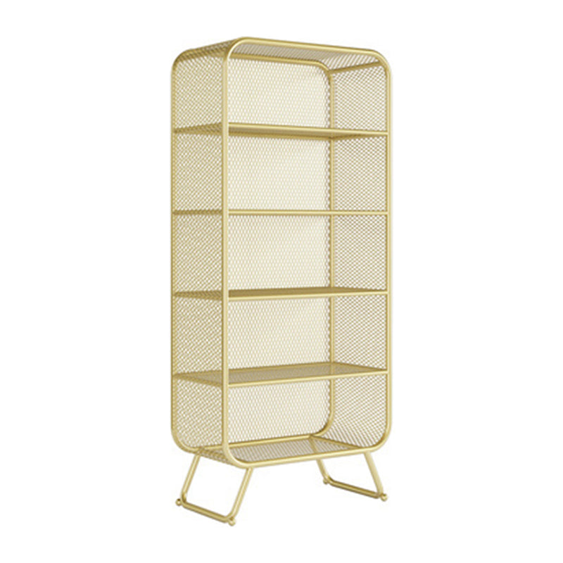 Glam Closed Back Bookcase Metal Standard Bookshelf with Shelves