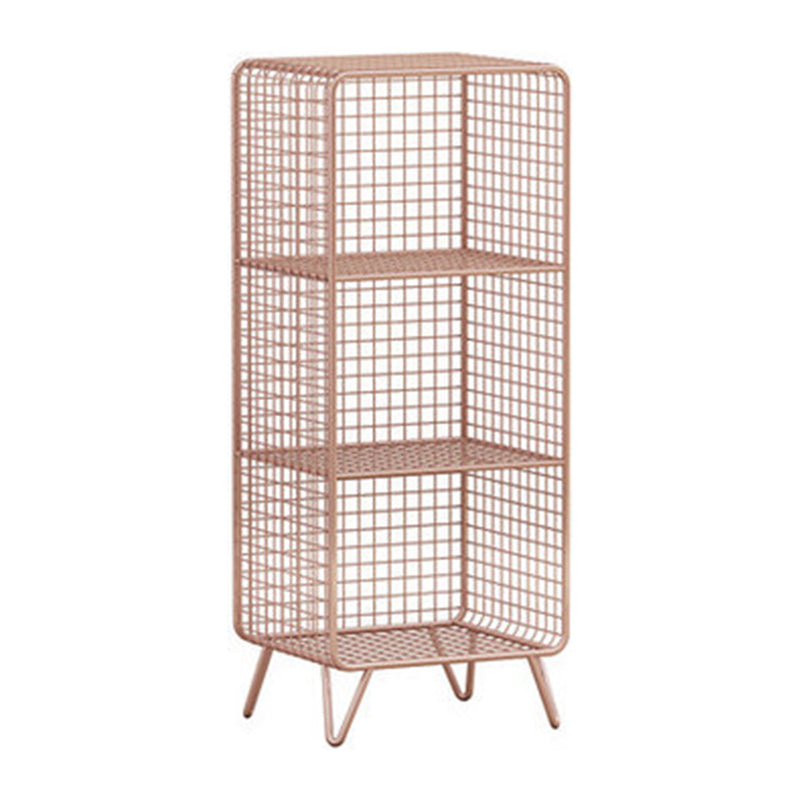 Glam Closed Back Bookcase Metal Standard Bookshelf with Shelves