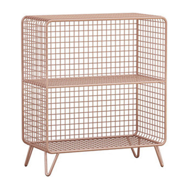Glam Closed Back Bookcase Metal Standard Bookshelf with Shelves