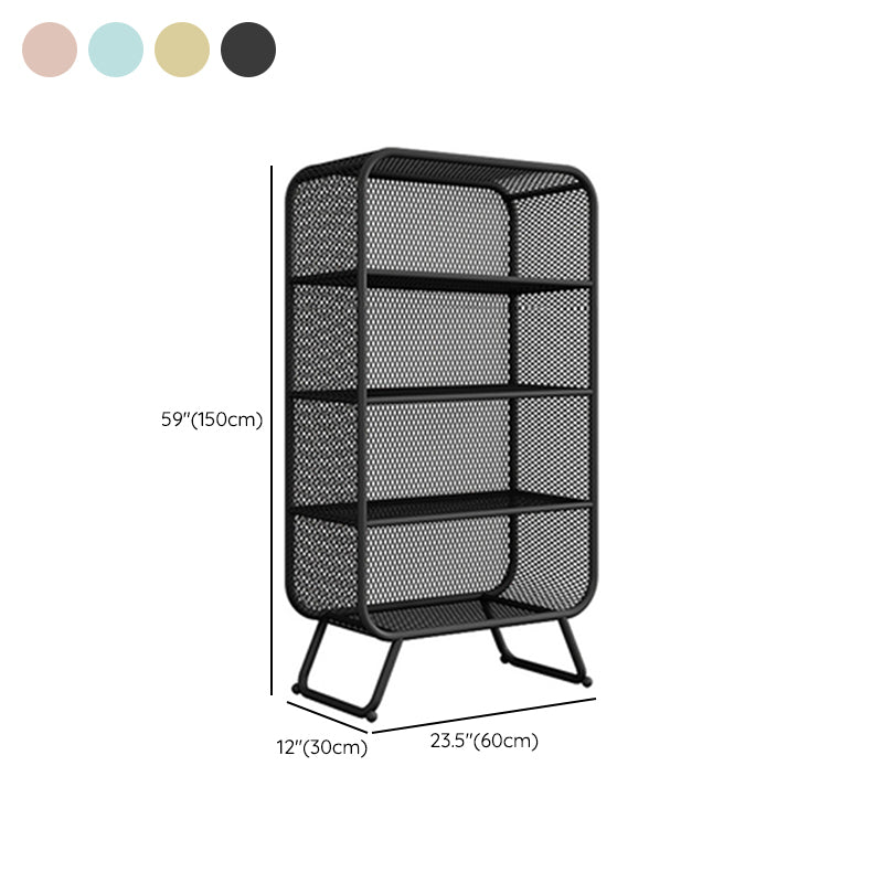 Glam Closed Back Bookcase Metal Standard Bookshelf with Shelves