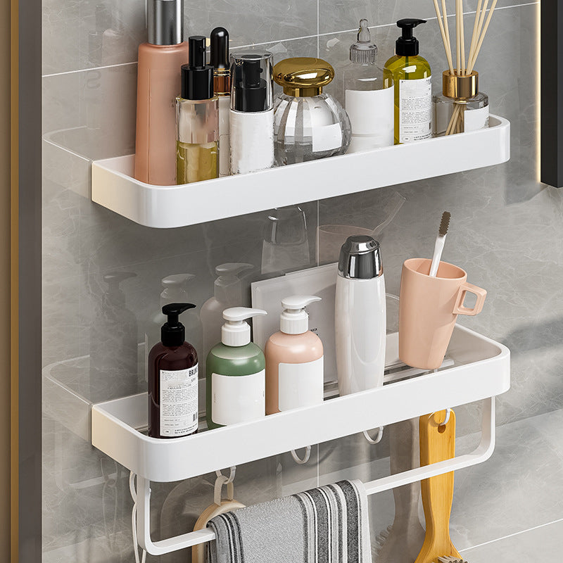 Contemporary Bathroom Accessory Set Metal Bath Shelf in White