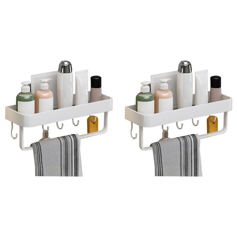 Contemporary Bathroom Accessory Set Metal Bath Shelf in White