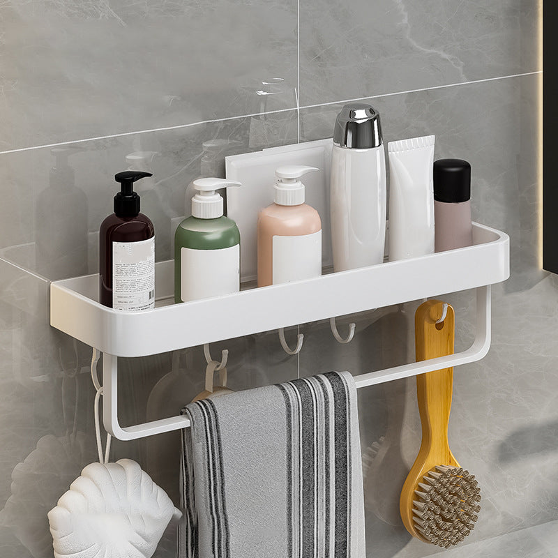Contemporary Bathroom Accessory Set Metal Bath Shelf in White
