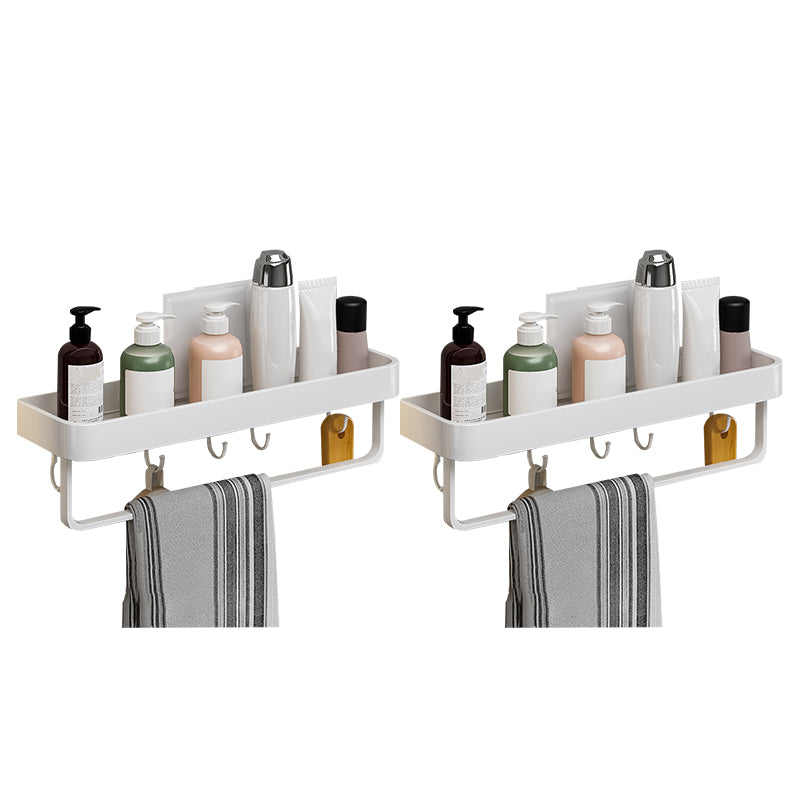 Contemporary Bathroom Accessory Set Metal Bath Shelf in White