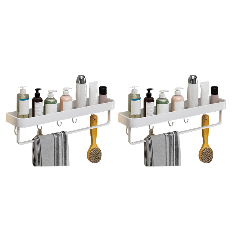 Contemporary Bathroom Accessory Set Metal Bath Shelf in White