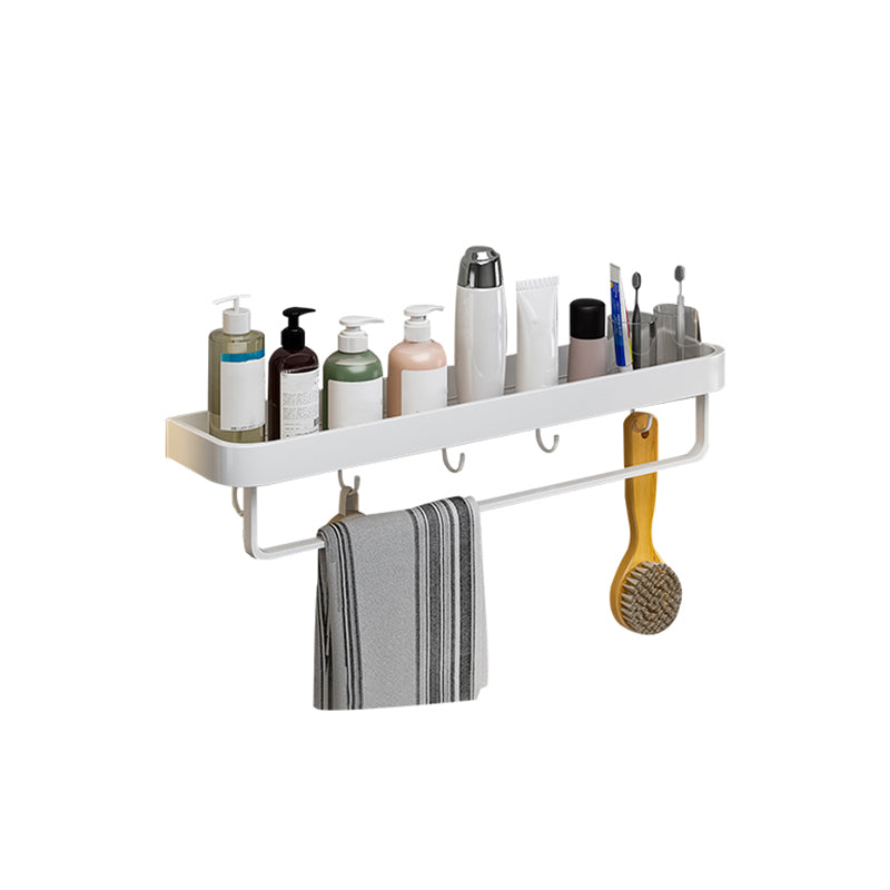 Contemporary Bathroom Accessory Set Metal Bath Shelf in White