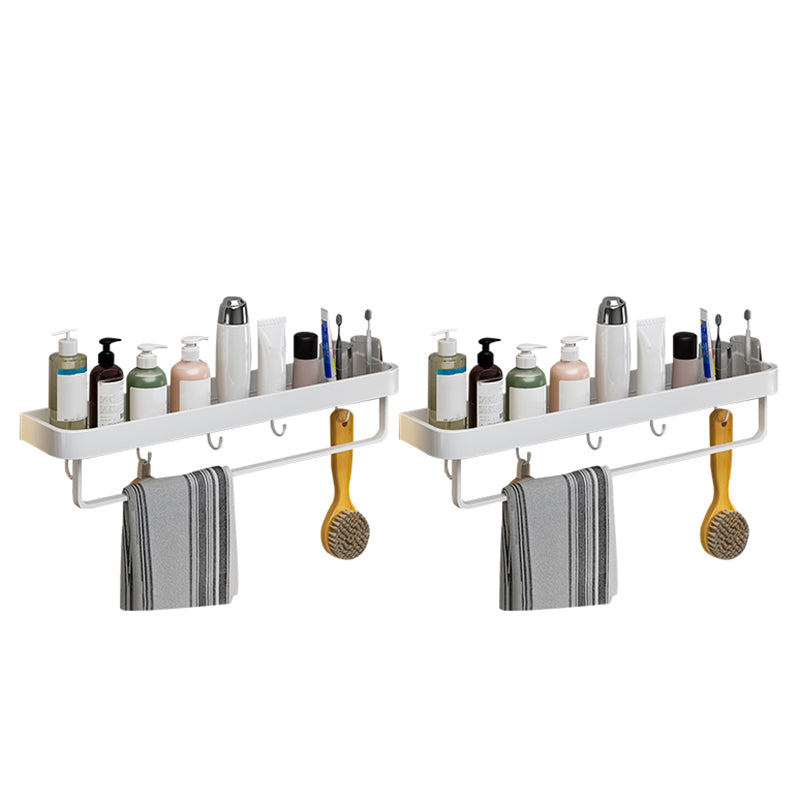 Contemporary Bathroom Accessory Set Metal Bath Shelf in White