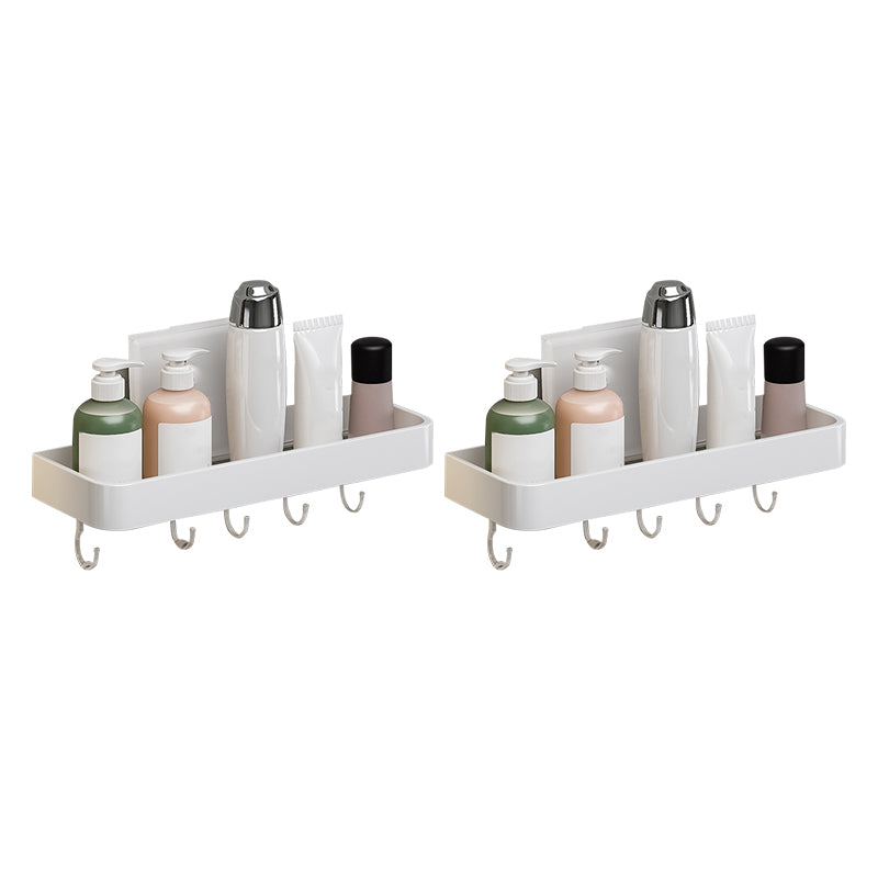 Contemporary Bathroom Accessory Set Metal Bath Shelf in White