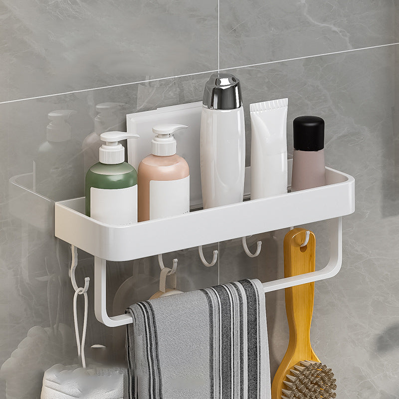 Contemporary Bathroom Accessory Set Metal Bath Shelf in White