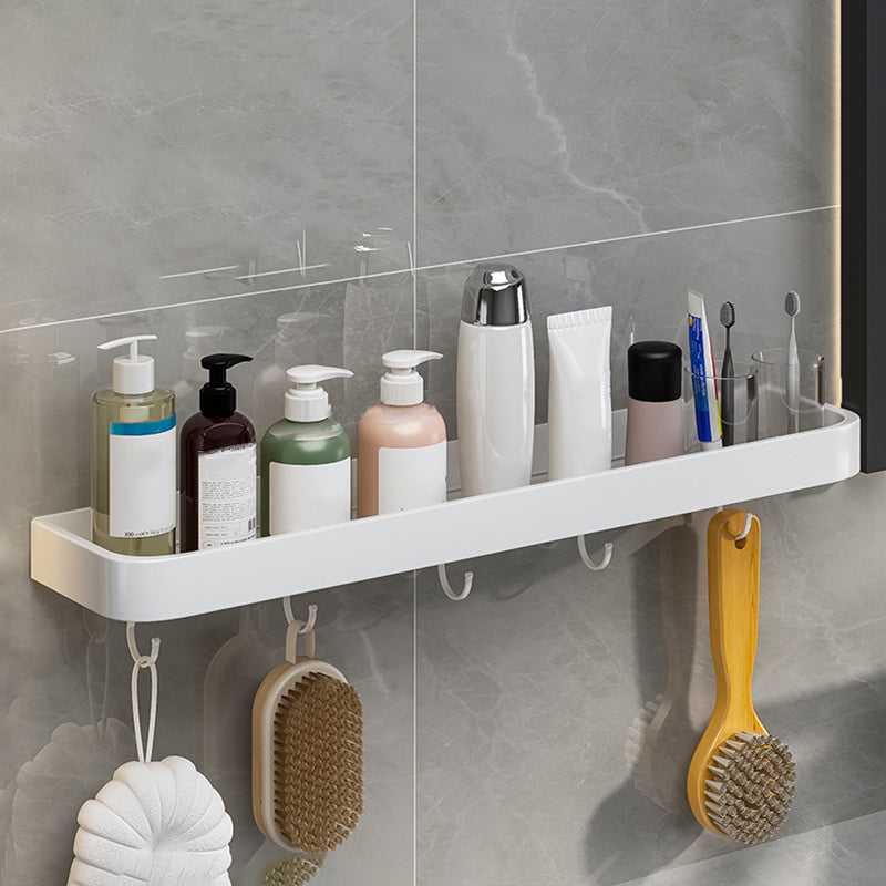 Contemporary Bathroom Accessory Set Metal Bath Shelf in White