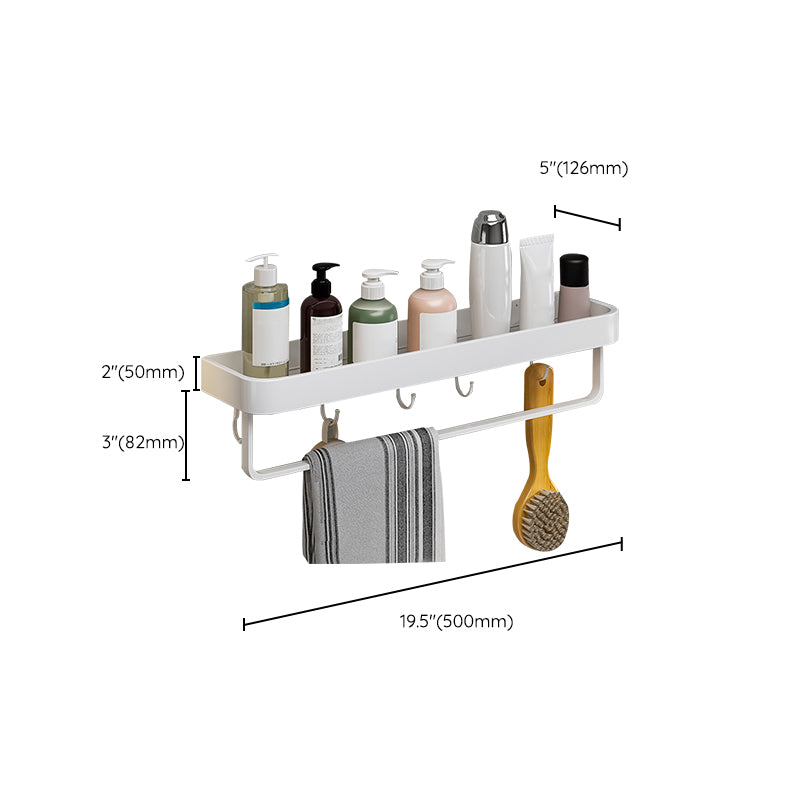 Contemporary Bathroom Accessory Set Metal Bath Shelf in White