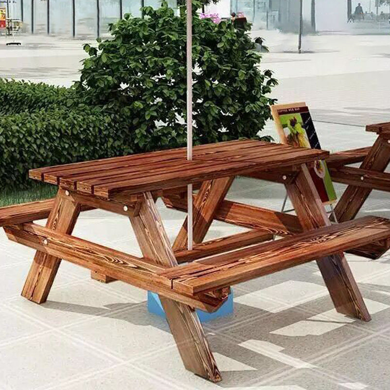 Farmhouse Water Resistant Picnic Table Solid Wood 1.57" Picnic Table