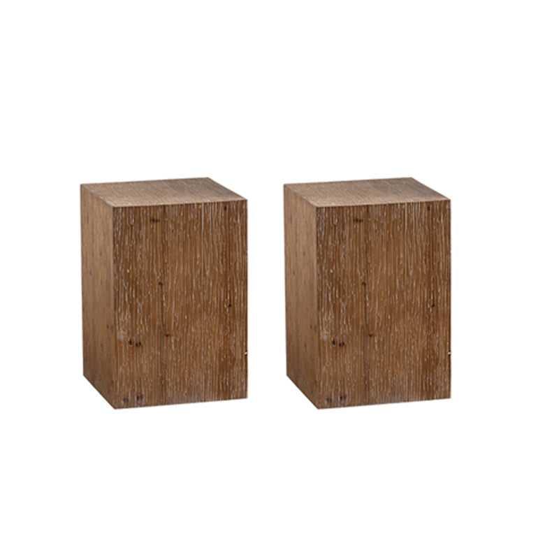 Rustic 11.81" Wood End Table Square Side Table in Distressed Finish