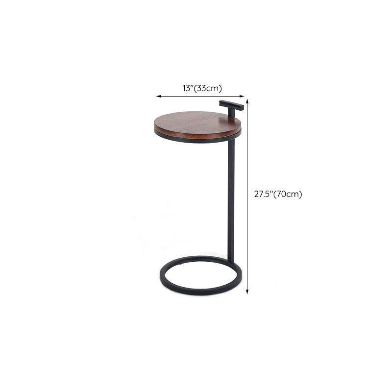 Wood 27.55-inch Tall Side Table Round Walnut Brown End Table