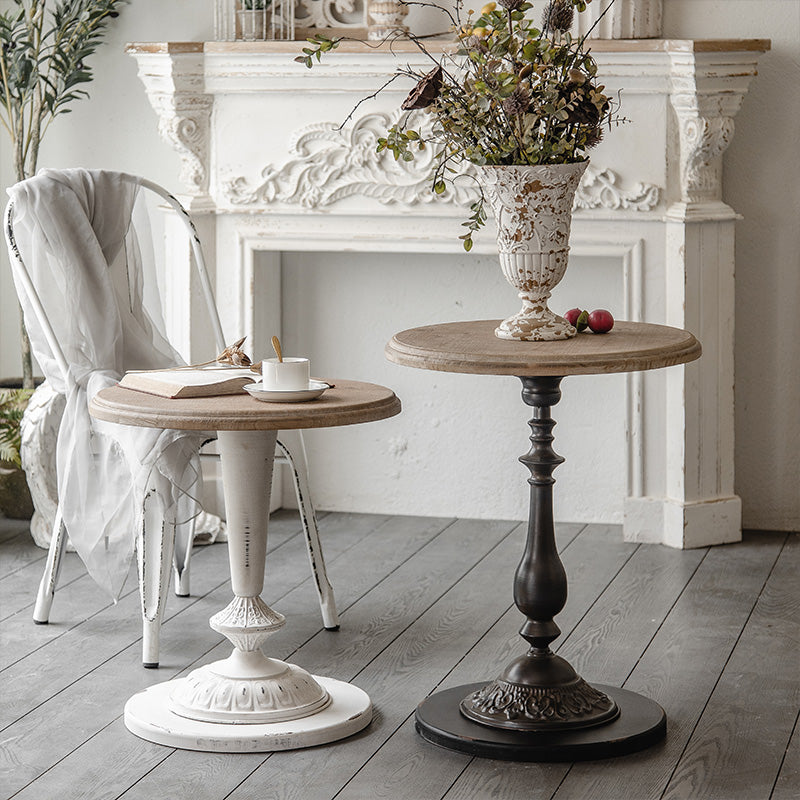 19" Wide French Country Side Table Round Accent Side Table for Bedroom