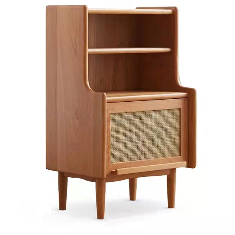 14" Wide Side Table Oak Accent Side Table with Storage for Living Room