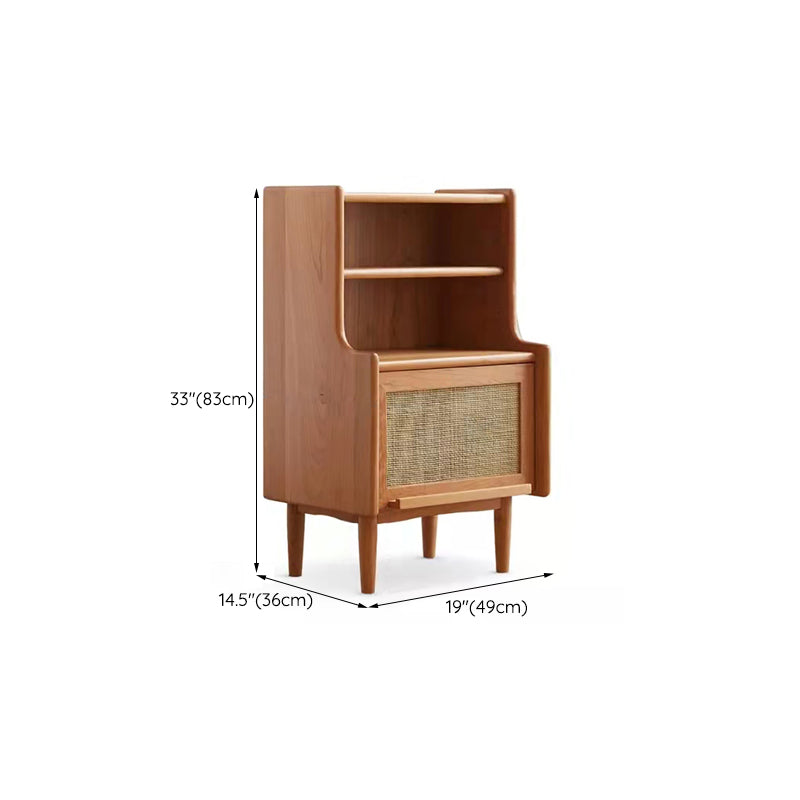 14" Wide Side Table Oak Accent Side Table with Storage for Living Room
