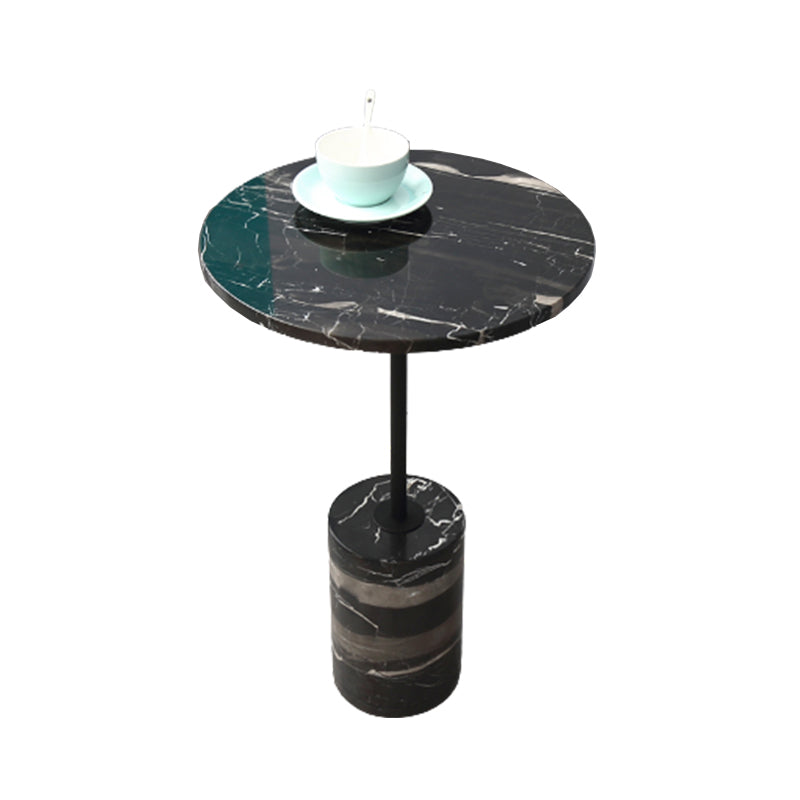 15.74" Wide Round Side Accent Table Marble Top Pedestal End Table