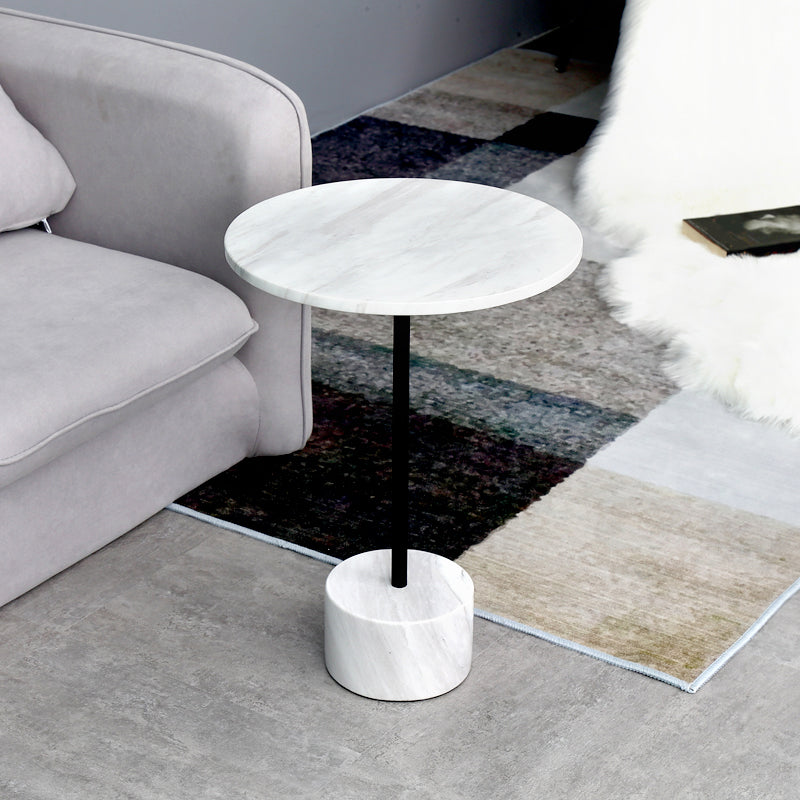 15.74" Wide Round Side Accent Table Marble Top Pedestal End Table