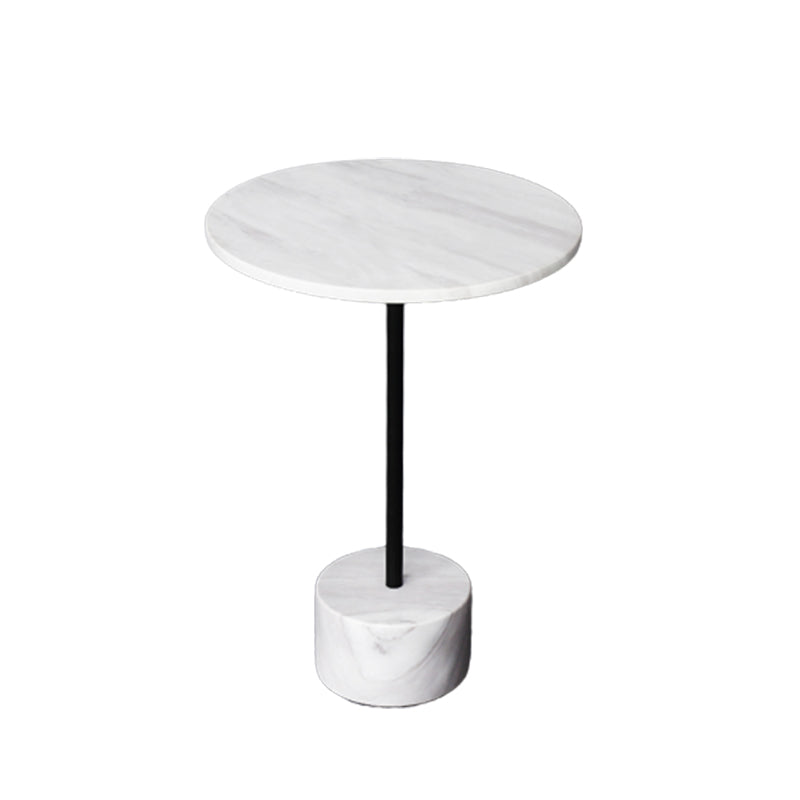 15.74" Wide Round Side Accent Table Marble Top Pedestal End Table