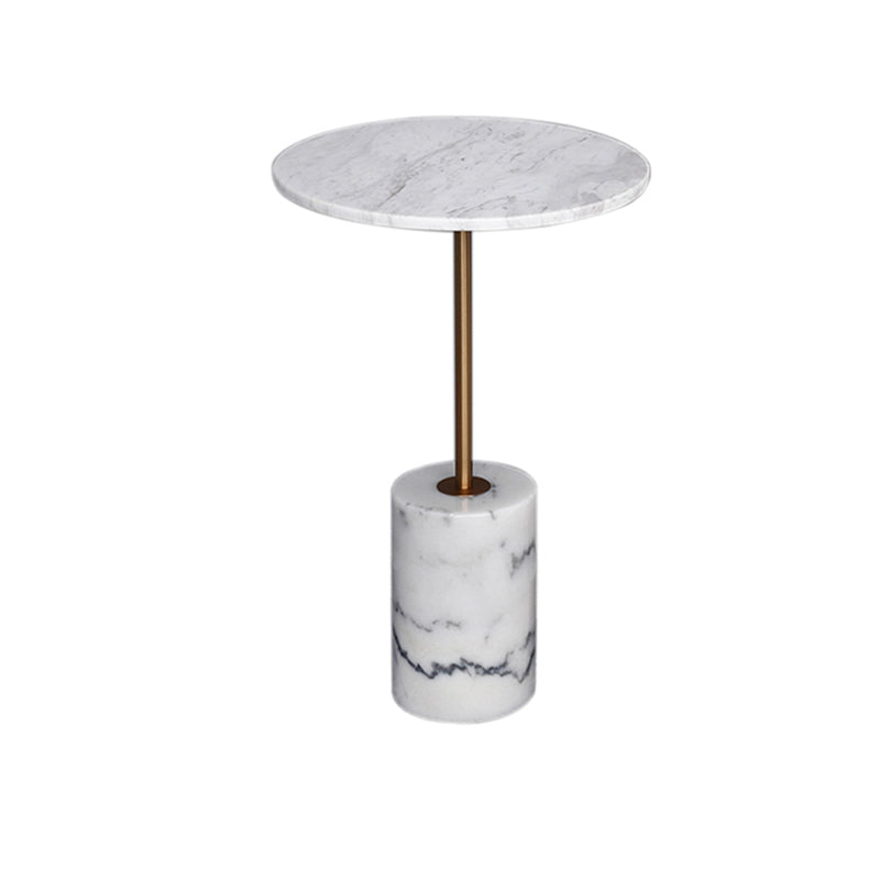 15.74" Wide Round Side Accent Table Marble Top Pedestal End Table
