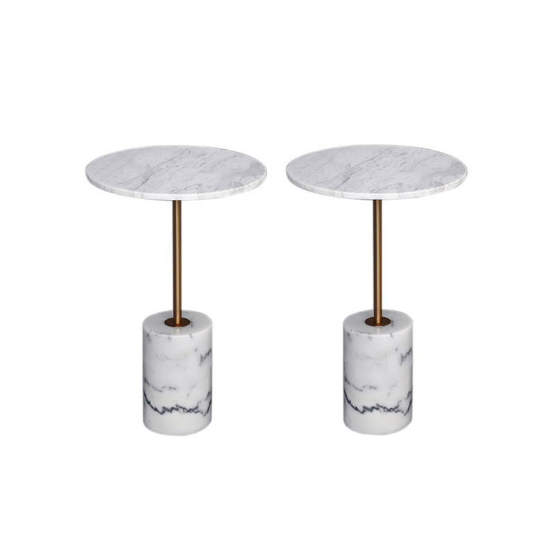 15.74" Wide Round Side Accent Table Marble Top Pedestal End Table