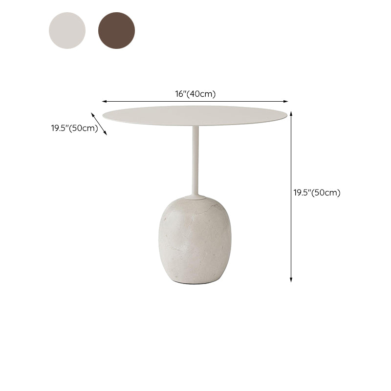 Modern Black/White Metal End Table Marble Pedestal Side Table