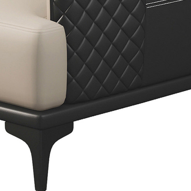 Modern Living Room Sofa Tuxedo Arm Sofa with Pillow and Black Metal Legs