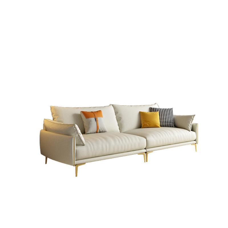 Pillow Top Arm Sofa Light Yellow Luxurious Sofa with Bolster Pillows
