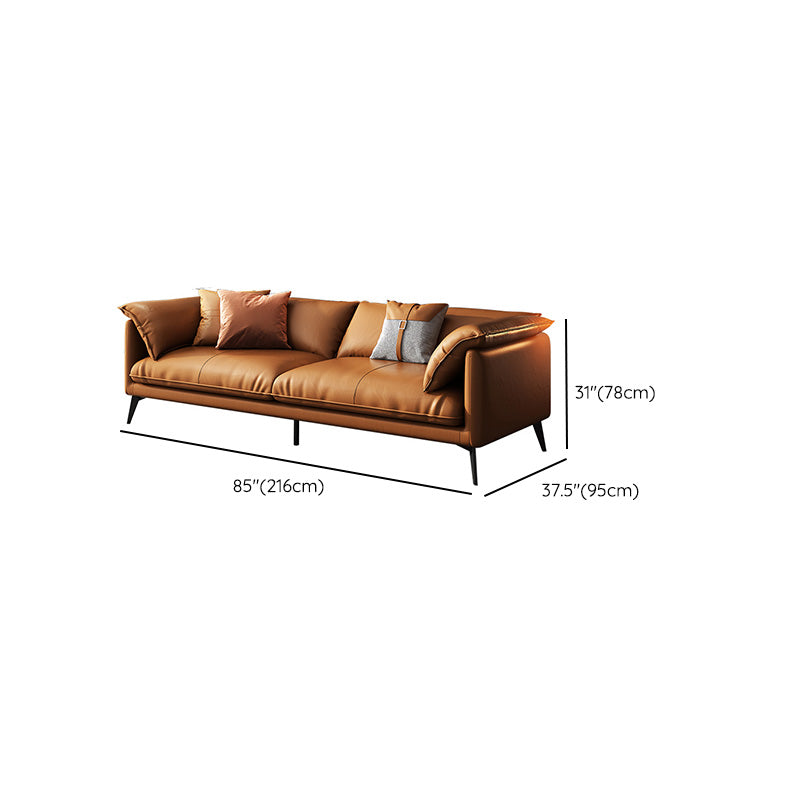 Vintage Living Room Settee Pillow Top Arm Pillows Orange Sofa