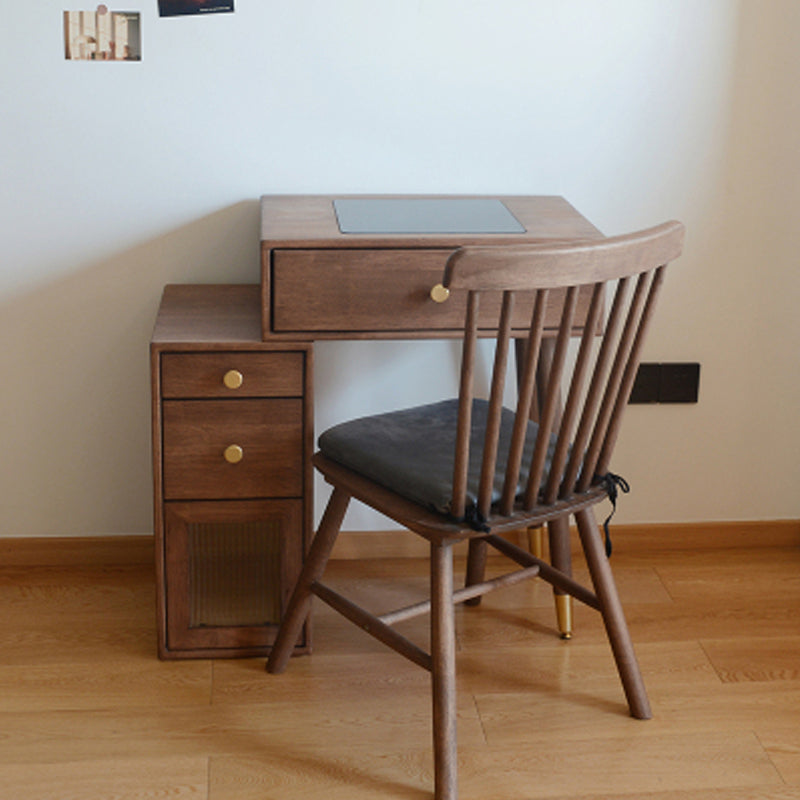 Solid Wood Dresser Table Storage Box Vanity Set with Makeup Table and Stool