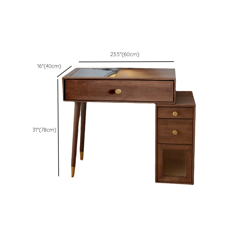 Solid Wood Dresser Table Storage Box Vanity Set with Makeup Table and Stool