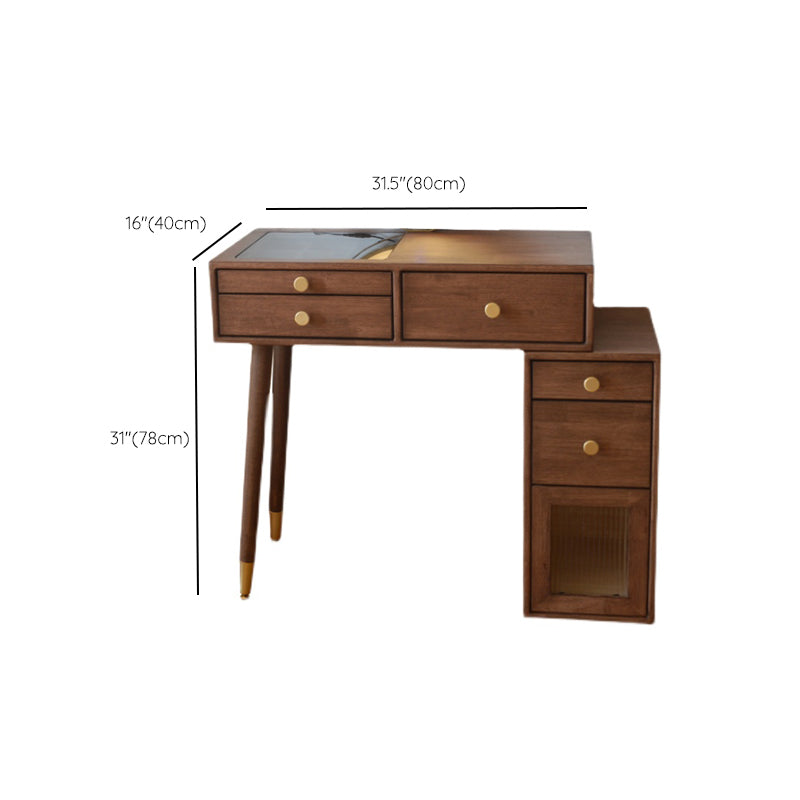 Solid Wood Dresser Table Storage Box Vanity Set with Makeup Table and Stool