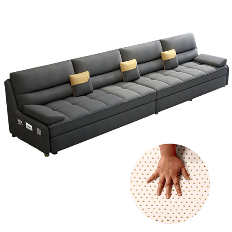 39"H Scandinavian Futon Sofa Bed Folding Gray Leather Futon Sleeper Sofa