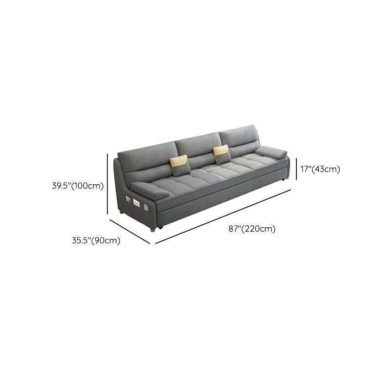 39"H Scandinavian Futon Sofa Bed Folding Gray Leather Futon Sleeper Sofa