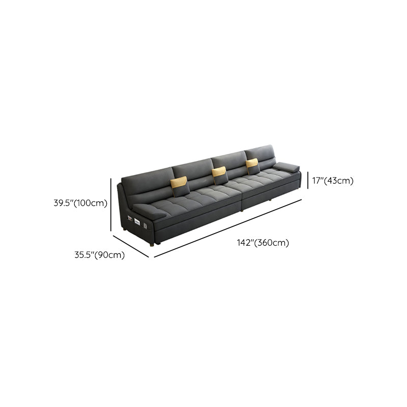 39"H Scandinavian Futon Sofa Bed Folding Gray Leather Futon Sleeper Sofa