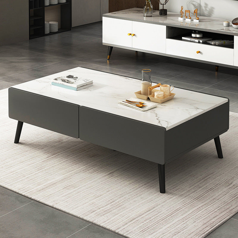 Stone Rectangle Contemporary Coffee Table 4 Legs Coffee Table