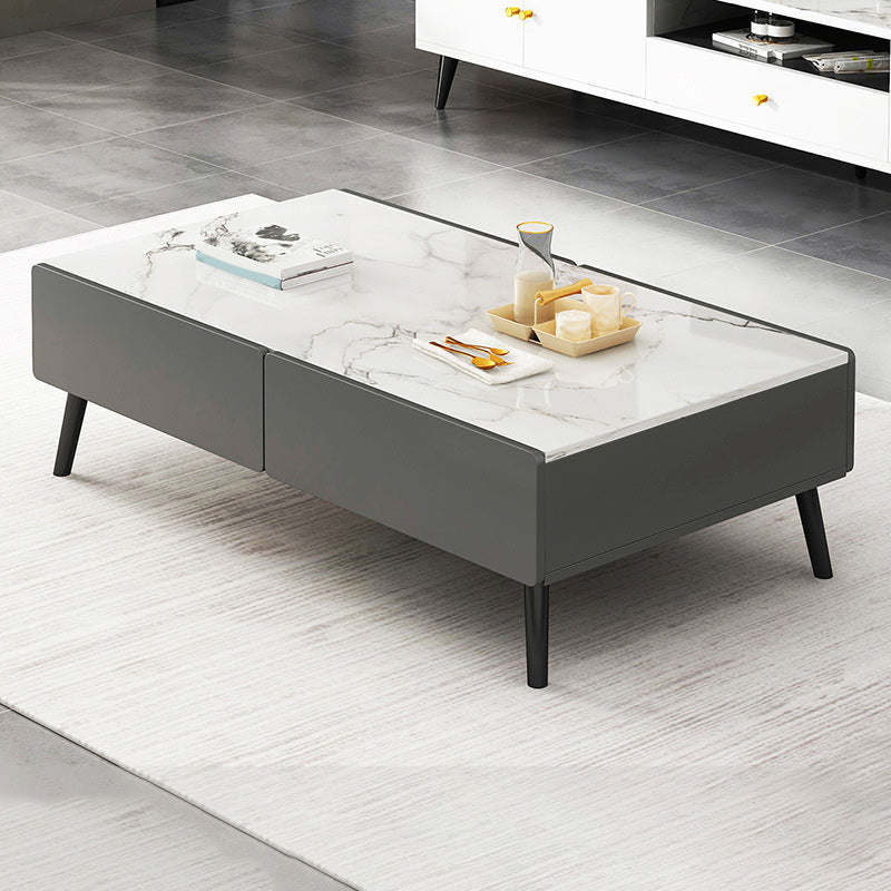 Stone Rectangle Contemporary Coffee Table 4 Legs Coffee Table