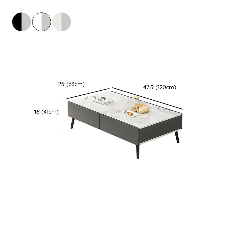 Stone Rectangle Contemporary Coffee Table 4 Legs Coffee Table
