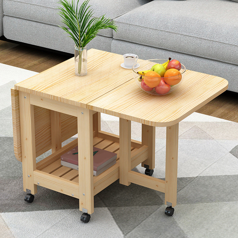 Contemporary Natural Rectangle Coffee Table Single Folding Cocktail Table