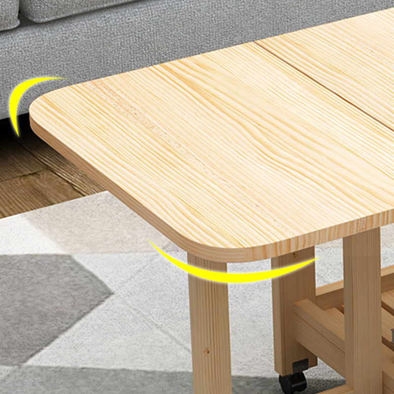 Contemporary Natural Rectangle Coffee Table Single Folding Cocktail Table