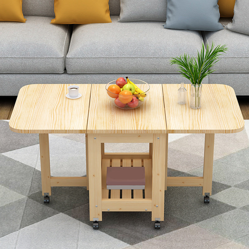 Contemporary Natural Rectangle Coffee Table Single Folding Cocktail Table