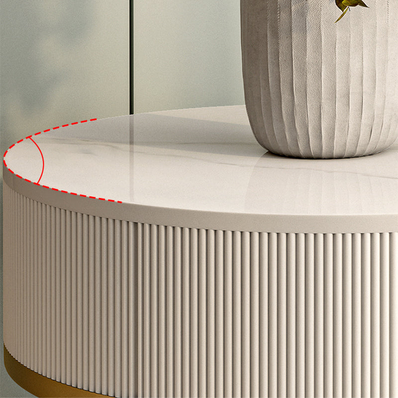 Round Slate Top End Table 22.83" Tall Iron Frame Side Table with Storage