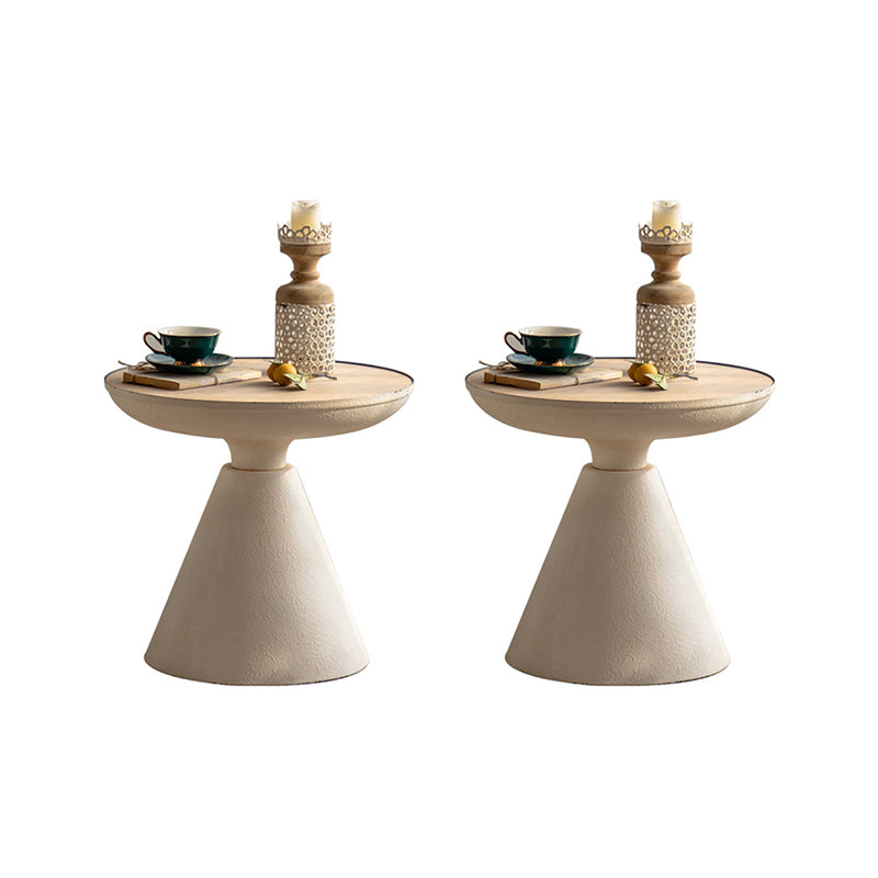 French Country Round End Table 18.9" Tall Pedestal Distressed Side Table