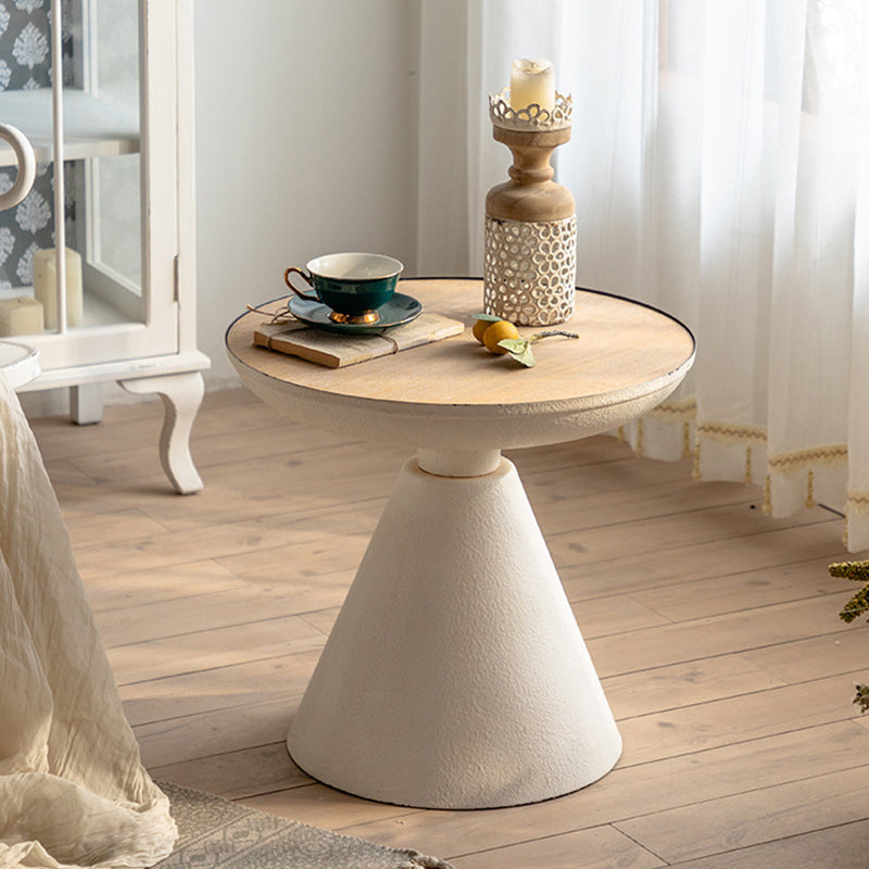French Country Round End Table 18.9" Tall Pedestal Distressed Side Table