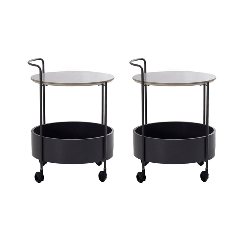 Round Ceramics Top Side Table 24.8" Tall Iron Base End Table with Shelf