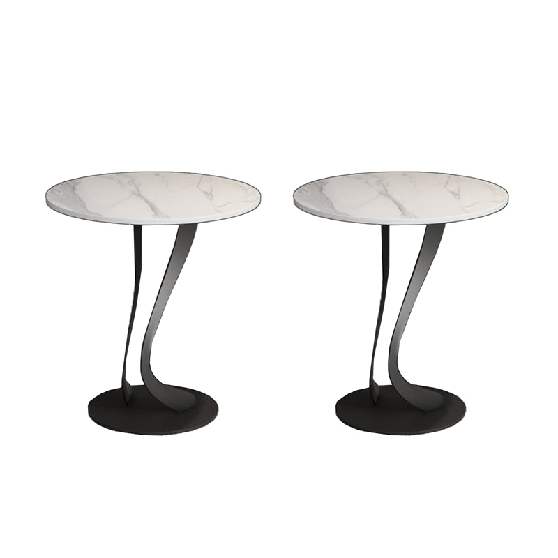 Contemporary Round Slate Side Table 20.5" Tall Abstract End Table