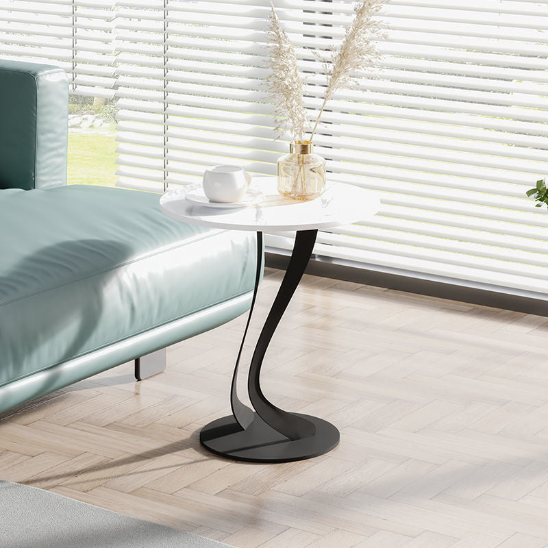 Contemporary Round Slate Side Table 20.5" Tall Abstract End Table