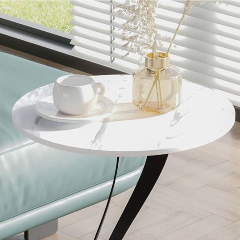 Contemporary Round Slate Side Table 20.5" Tall Abstract End Table