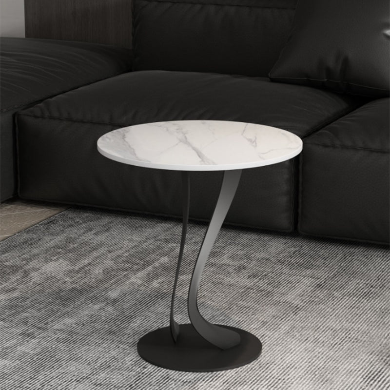 Contemporary Round Slate Side Table 20.5" Tall Abstract End Table